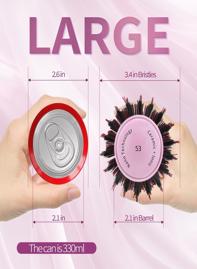 FIXBODY Round Barrel Anti-Static Hair Brush with Boar Bristles, Nano Thermal Ceramic Coating & Ionic Tech for Hair Blow Drying, Styling, Curling, Straightening (3.4 inch) - Image 2